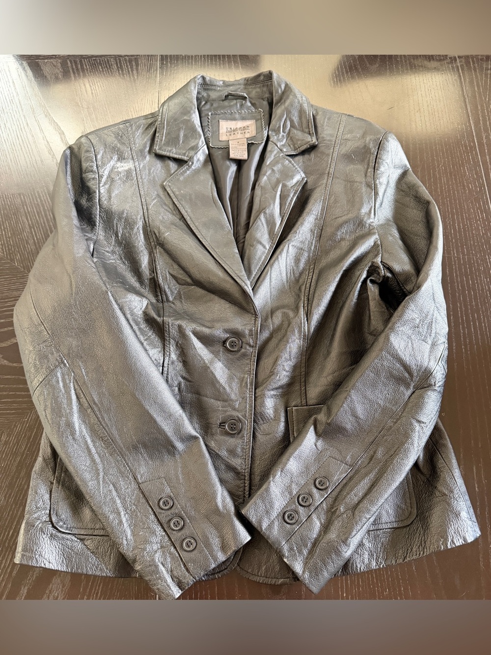 Uniform Leather John Paul Richard Black Leather Blazer Jacket size 8